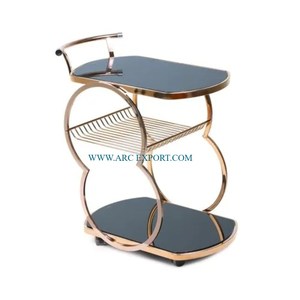 Chariot de service alimentaire d'hôtel à 3 couches en métal et en verre le plus vendu - Product Image 6