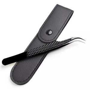 Pinzas de Precisión de Acero Inoxidable al por Mayor, Punta Negra, para Extensiones de Pestañas de Volumen, Pestañas Postizas Individuales, Logotipo Personalizado, 90 Grados - Product Image 1