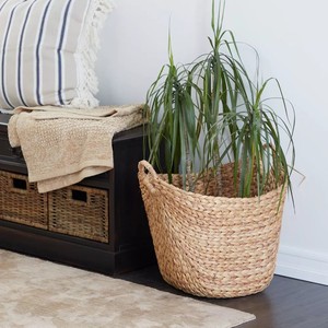 Handwoven Luxury Seagrass Storage Basket with Handles Multipurpose Organizer <b>Bin</b> for Laundry Living <b>Room</b> Closet Use Circle Shape - Product Image 4