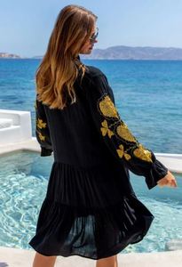 Nouveautés Robes courtes bohème d'été à volants pour femmes, lavables, tissées, brodées et écologiques. - Product Image 4