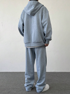 ผู้ผลิตขายส่ง ชุดลำลองฤดูหนาวไซส์ใหญ่ สีพื้น ชุดวอร์มผู้ชาย ระบายอากาศได้ดี สวมใส่สบาย สไตล์ฮิปฮอป ชุดเซ็ต 2 ชิ้นสำหรับผู้ชาย - Product Image 2