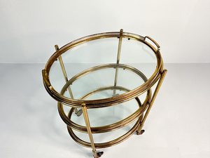 Chariot de service à étagères rondes en métal et verre à 3 niveaux Chariot de bar pour la maison - Product Image 4