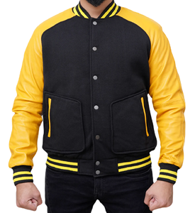 Blouson universitaire en laine chenille personnalisé, surdimensionné, avec logo, style Letterman, en cuir, grande taille, pour homme, hiver 2026 - Vente en gros - Product Image 1