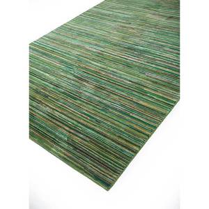 Alfombra de Lana y Viscosa Hecha a Mano Acar Green, Estilo Clásico a Rayas para el Hogar, Pasillo, Tejido Plano con Técnica Jacquard de 10 mm para Adolescentes - Product Image 2