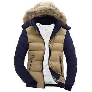 Parka matelassée en toile enduite résistante à capuche et col montant pour homme, veste d'hiver avec fabrication en gros personnalisée - Product Image 1