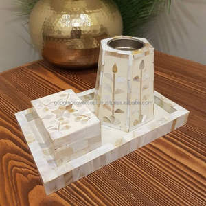 Ensemble de Style de qualité supérieure de brûleur bakhoor incrusté de nacre brûleur d'encens Mubkhar avec plateau pour le Ramadan Eid - Product Image 1