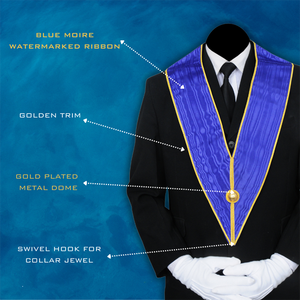 High Quality Master Masonic Regalia Embroidered Blue <b>Ribbon</b> Collar for Freemasons Made <b>Ribbon</b>/Braid/Metal Button Eco-Friendly - Product Image 3