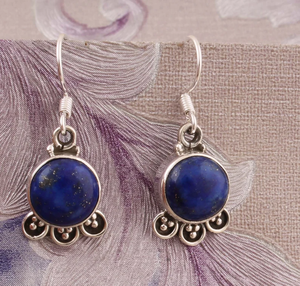 Buena calidad Lapis Gemstone 925 Sterling Silver Wedding Pendientes de plata antigua para regalo de aniversario - Product Image 1