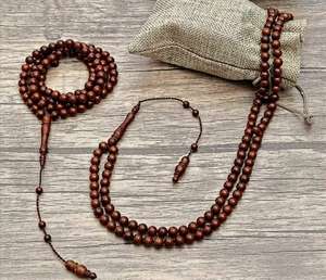 Chapelet de prière musulman Tasbih 100 perles finition brillante durable design avec pompon religieux spirituel pour la maison mosquée - Product Image 4