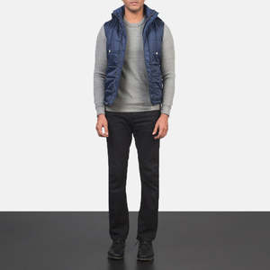Winter Windproof <b>Quilted</b> Bubble Vest-Casual Outdoor Wear Blue Lightweight Knitted Custom Logo - Product Image 3