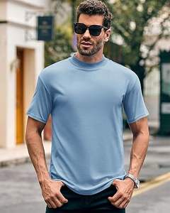 Haute qualité léger 100% coton couleur unie col montant T-shirts d'été pour hommes personnalisé tous les jours O cou T-shirt pour hommes - Product Image 6