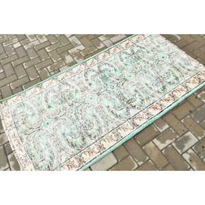 พรมตุรกีขนาด 3.1x6.1 ฟุต ลายดอกไม้สีเขียว พรมวินเทจทำจากขนสัตว์ - Product Image 2