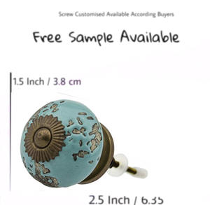 Boutons en céramique sarcelle gravés en détresse poignée de porte de tiroir d'armoire moderne et tirer pour armoire cuisine chambre salle de bain - Product Image 3