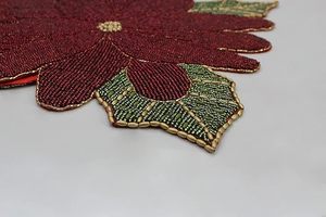 Christmas Decorative and Leaves Design <b>Beaded</b> Runner <b>Placemat</b> Dining Table Fancy Mat Handmade Decorative Runners for Wedding - Product Image 2