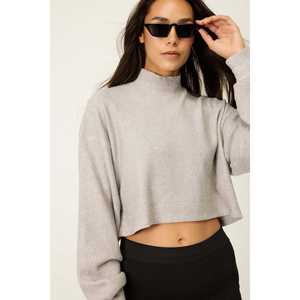 Pull à col rond à manches longues en viscose/polyester au crochet, style décontracté, texture douce - Product Image 2