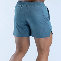 Shorts d'entraînement pour hommes en polyester gris ardoise, sans couture, avec logo personnalisé OEM en gros, taille élastique pour l'entraînement en salle de sport