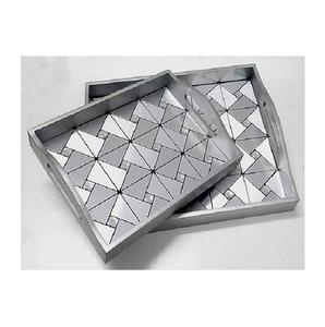 Juego de 2 bandejas de servicio de madera con impresión personalizada, bandeja de MDF natural a precios razonables, bandeja de madera reutilizable ecológica, último diseño - Product Image 4