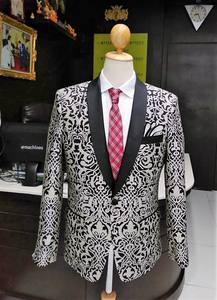 Pantalones de esmoquin de Jacquard para adultos, trajes de boda clásicos ajustados para hombre, tela transpirable 100% con cremallera, número de modelo de un solo pecho - Product Image 4