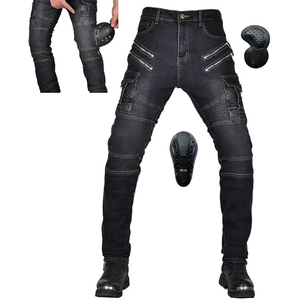 Pantalones vaqueros de motocicleta transpirables de secado rápido de mezclilla oscura con protección aprobada por CE y paneles elásticos para mayor comodidad y flexibilidad - Product Image 1