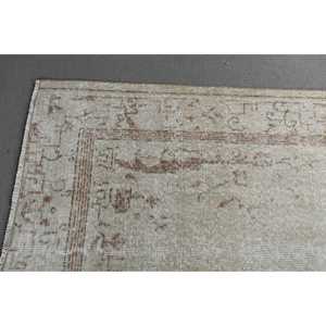 พรมวินเทจสไตล์ตุรกี ขนาด 5.5x9.3 ฟุต พรมขนาดใหญ่ สีขาวน้ำตาล พรมขนสัตว์แท้ - Product Image 4