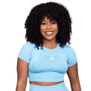 Conjunto Deportivo de Dos Piezas sin Costuras para Mujer, Top Corto y Pantalones Cortos de Cintura Alta, Ropa Deportiva Elástica - Product Image 6