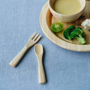 Natural baby spoon and fork set easy to clean bamboo spoons forks for <b>toddler</b> kids feeding - Product Image 4