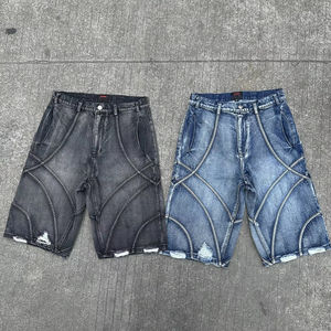Pantalones vaqueros holgados personalizados para hombres con diseño de rayas, estilo Vintage rasgado, acabado de lavado ácido, ropa de calle de alta calidad al por mayor - Product Image 1