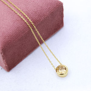 สร้อยคอชุบทองสเตอร์ลิง925ชุดฝาอัญมณีรูปซิทรีนธรรมชาติของขวัญแต่งงานที่สมบูรณ์แบบทันสมัย - Product Image 6