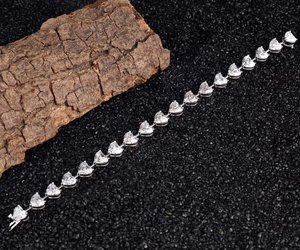 Pulsera de Plata de Ley 925 con piedra de circón en forma de corazón, rodio y chapado en oro, joyería fina para regalos de aniversario de niñas - Product Image 5