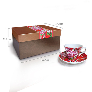 Ensemble tasse et soucoupe en porcelaine Shin Tai Yuan, motif pivoine rouge, imprimé par transfert d'eau, cadeau en céramique pour le Nouvel An chinois et Noël - Product Image 2