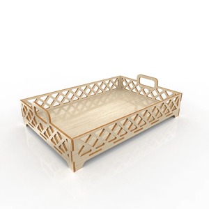 Plateau en bois avec bordure décorative Utilisation polyvalente pour servir l'organisation de la vanité et l'affichage de table festif - Product Image 6