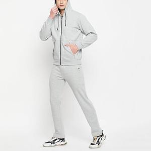 Conjunto Deportivo para Hombre con Capucha y Cremallera Completa, Sudadera con Capucha y Pantalones Deportivos de Felpa Gris Melange, Ropa Deportiva Informal Cálida de Invierno, Ropa Deportiva Elegante - Product Image 2