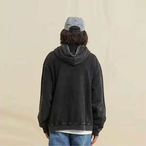 Sweat-shirts pour hommes en coton French Terry à épaules tombantes, coupe ample, à fermeture éclair, avec rivets et strass, poids lourd, sur mesure OEM - Product Image 4