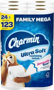 Charmin-Ultra Soft-Cushiony Touch <b>Toilet</b> Paper, 24 Family Mega Rolls = 123 Regular Rolls - Product Image 2