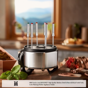 WMF Fondue Lono 0415130011 – Lot de 8 fourchettes à fondue individuelles en acier inoxydable de haute qualité avec marquage couleur et support pour appareil de cuisine - Product Image 3