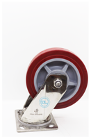 Roulettes industrielles robustes en PU avec frein total, double roulement à billes, en acier inoxydable zingué, résistantes à l'huile, pivotantes