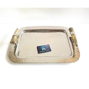 Bandeja de Servicio Moderna de Alta Calidad en Plata con Asa de Acrílico, Bandeja de Servicio de Lujo para Hotel, Precio al por Mayor, Bandeja Decorativa de Metal para el Hogar - Product Image 3