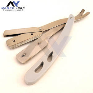 Navajas de barbero de acero inoxidable con bloqueo giratorio para afeitar bigote y barba, navaja de afeitar recta plegable con soporte para cuchillas, para barbería y salón - Product Image 6