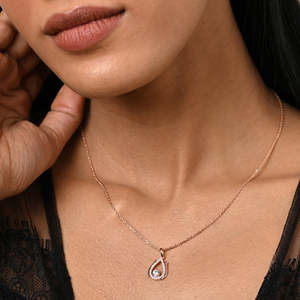 Colgante de Plata de Ley 925 con Baño de Rodio en Forma de Gota de Agua para Mujer, con Circonita o Moissanita - Product Image 3