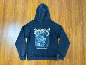 Sweat à capuche Streetwear 100% coton lourd Logo personnalisé Pull Vintage Double lavage à l'acide Sun Faded Distressed Poches pour l'hiver - Product Image 5