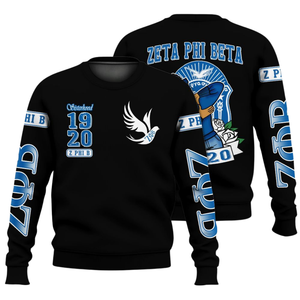 Zeta phi Beta 1920สเวตเตอร์คอกลมของผู้หญิงเสื้อขนแกะปักสีฟ้าแบบสวมหัว - Product Image 3