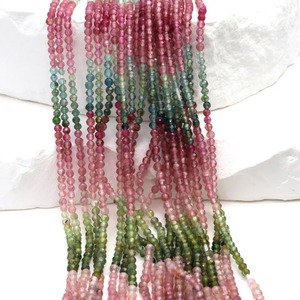 Chaîne de perles de tourmaline pastèque facettées de 13 pouces, rondes, 2 mm, avec évaluation tierce partie pour perles de stylo, Mehrajudin Gems - Product Image 2