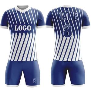 Ensemble de maillot et short de football personnalisé pour hommes, respirant, à séchage rapide, bleu et noir, uniforme d'entraînement léger, automne - Product Image 2