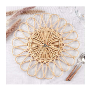 Vente en gros de sets de table ronds en rotin tissés naturels faits à la main, assiettes de présentation blanches, sets de table ronds en rotin - Product Image 1