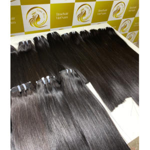 Trama de piel virgen vietnamita negra de lujo de 60cm, extensiones de ondas naturales de doble calidad - Product Image 3