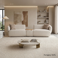 Ensemble de canapés modulaires incurvés 2 places en tissu bouclé moderne d'Inde avec console en bois intégrée pour salon, entrepôt, hôtel