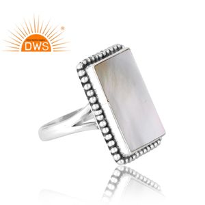 Anillo apilable de piedras preciosas de nácar Natural de Plata de Ley 925, joyería personalizada para mujer, regalo para ella - Product Image 4