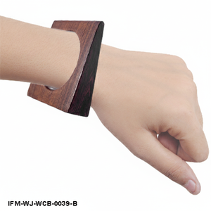 Brazalete Cuadrado de Madera de Palisandro Natural, Minimalista, Moderno, Geométrico, Joyería Arquitectónica - Product Image 6