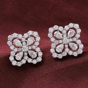 Beautiful <b>Pretty</b> Pear With Round Cut Lab Grown Diamond Tear Drop Stud <b>Earring</b> Push Back Style <b>Earring</b> Best Wedding Gift for Her - Product Image 2