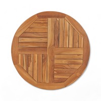 Table ronde d'extérieur contemporaine en teck massif, résistante aux intempéries, pour cuisine et hôtel, diamètre 80 cm, mobilier de patio et de plage